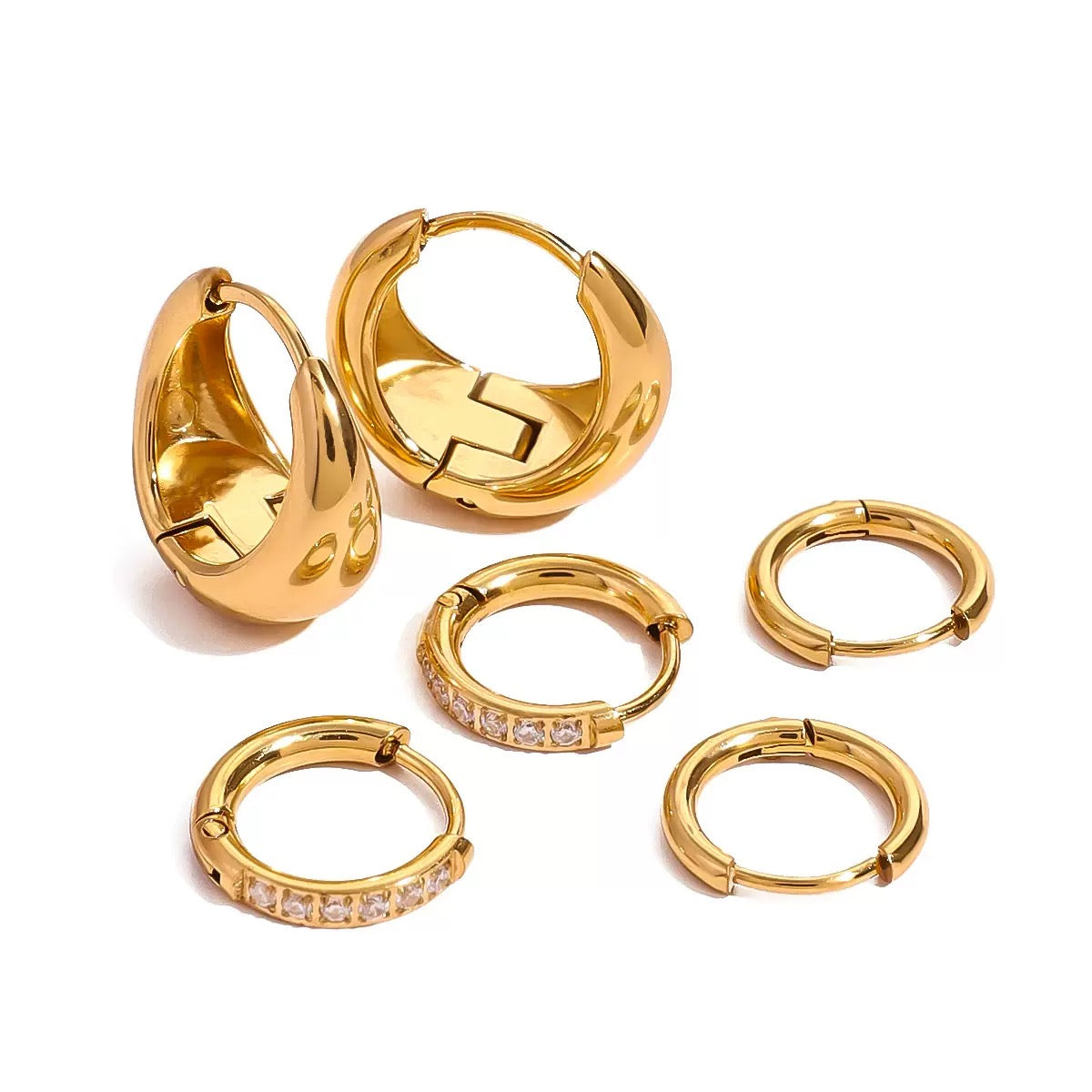 Golden Hoop Earring Set