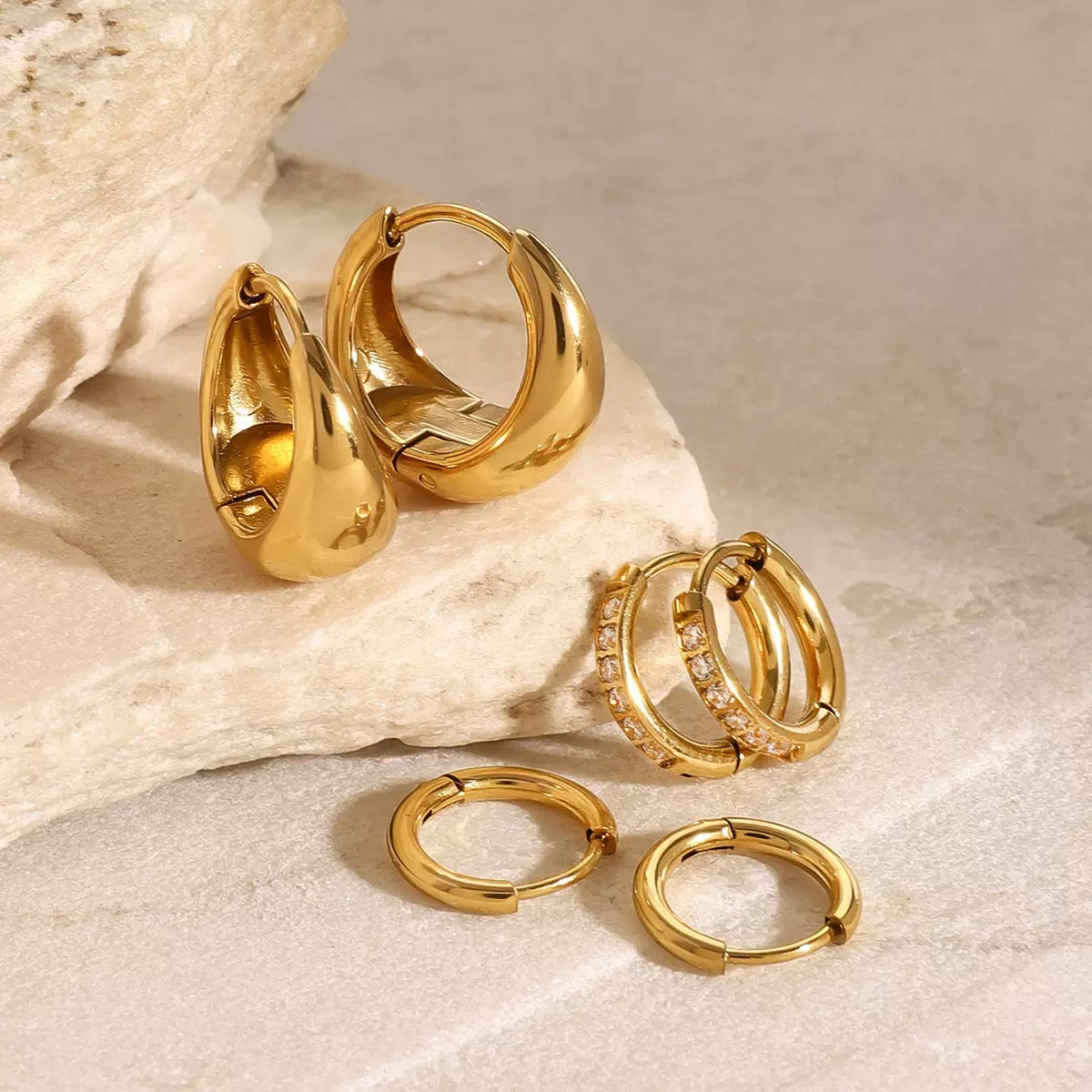 Golden Hoop Earring Set