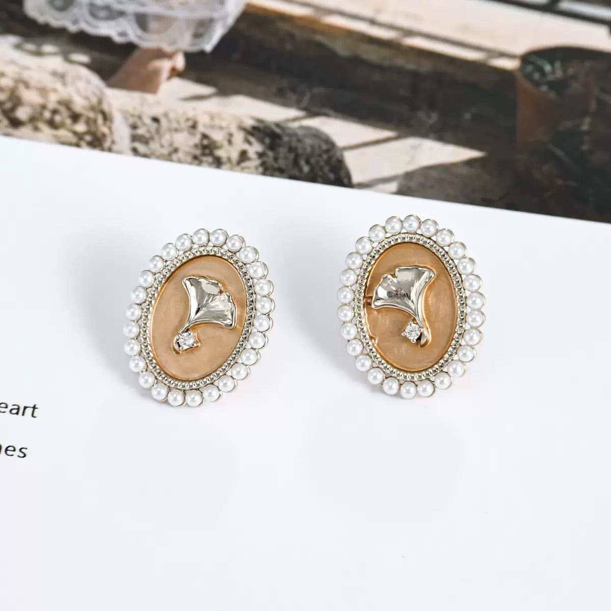 Ginkgo Pearl Earrings