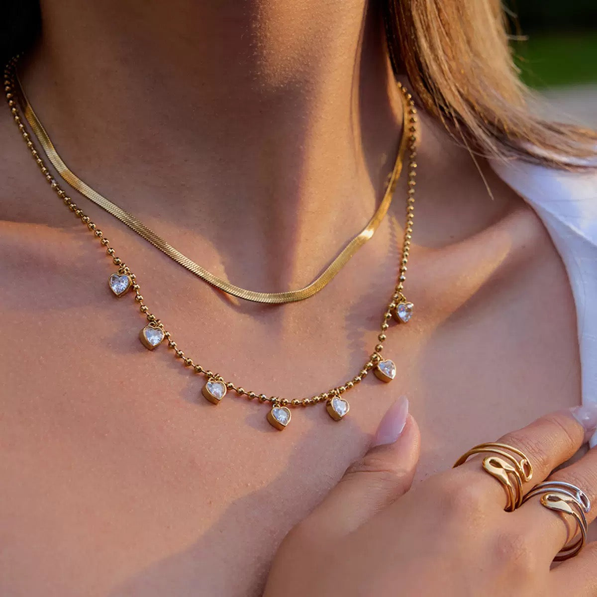 Heart Yang Gold Pearl Necklace