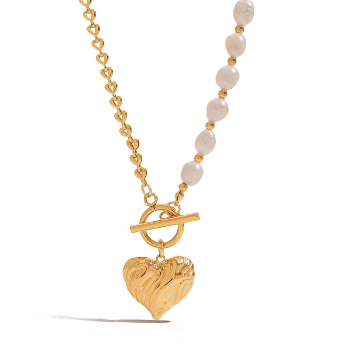 Love Pearl Heart Necklace