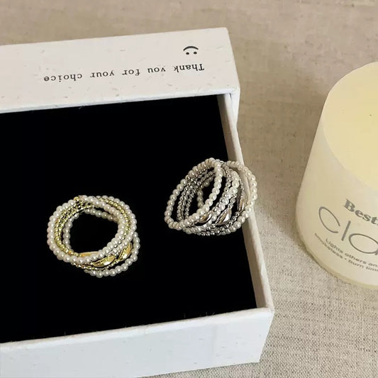 Pearl Layered Rings