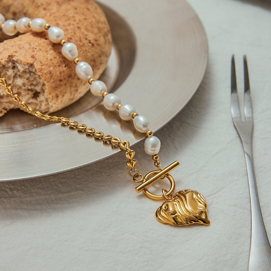 Love Pearl Heart Necklace