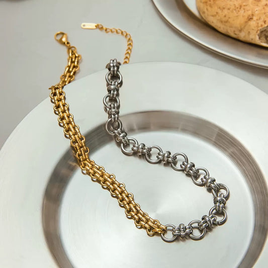 Gold&Silver Splicing Necklace